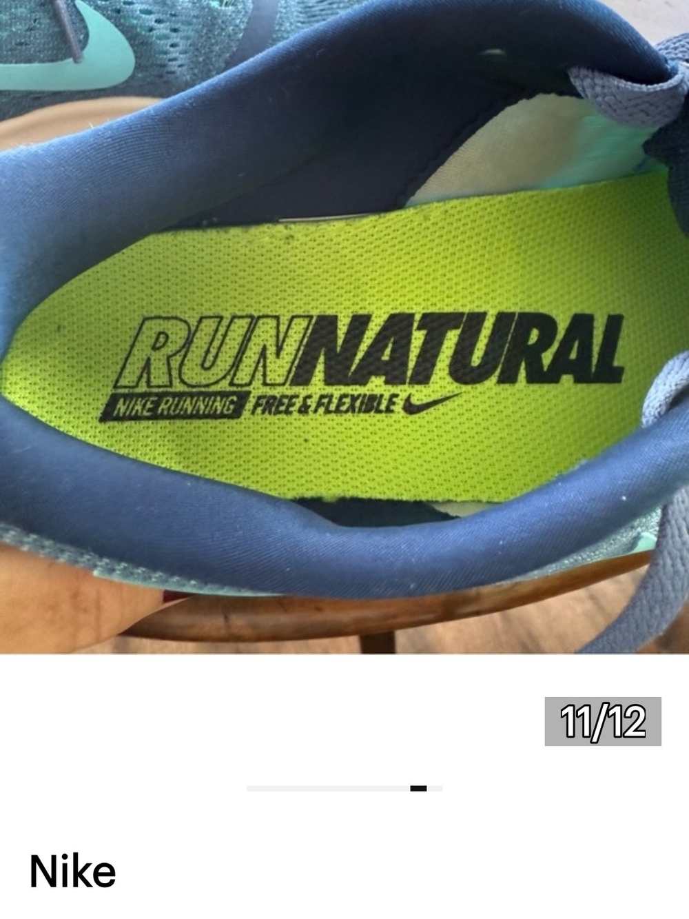 Nike Blue Running Shoe with Aqua Swoosh - Picture 10 of 11